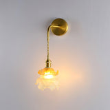 Laura Vintage Brass Wall Lamp with Matte White and Orange Distressed Glass Shade