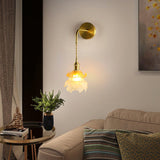 Laura Vintage Brass Wall Lamp with Matte White and Orange Distressed Glass Shade