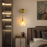Laura Vintage Brass Wall Lamp with Matte White and Orange Distressed Glass Shade