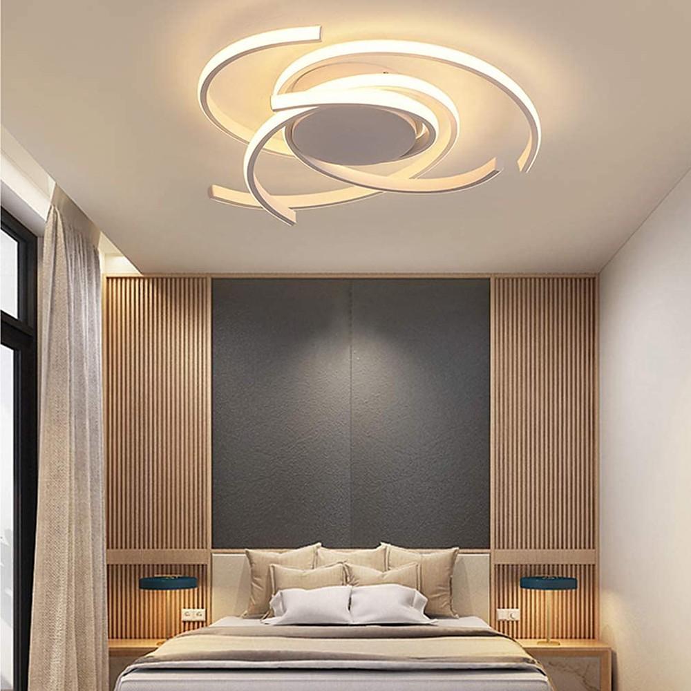 22 Inch Modern Semicircle LED Flush Mount Ceiling Light for Bedroom Artistic Aluminum Fixture