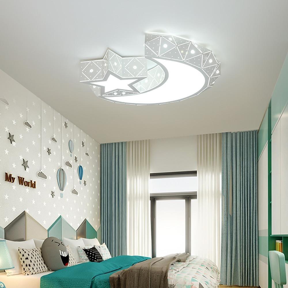 Celestial Moon Star LED Ceiling Light Modern Flush Mount Fixture for Kids Bedroom