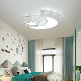 Celestial Moon Star LED Ceiling Light Modern Flush Mount Fixture for Kids Bedroom