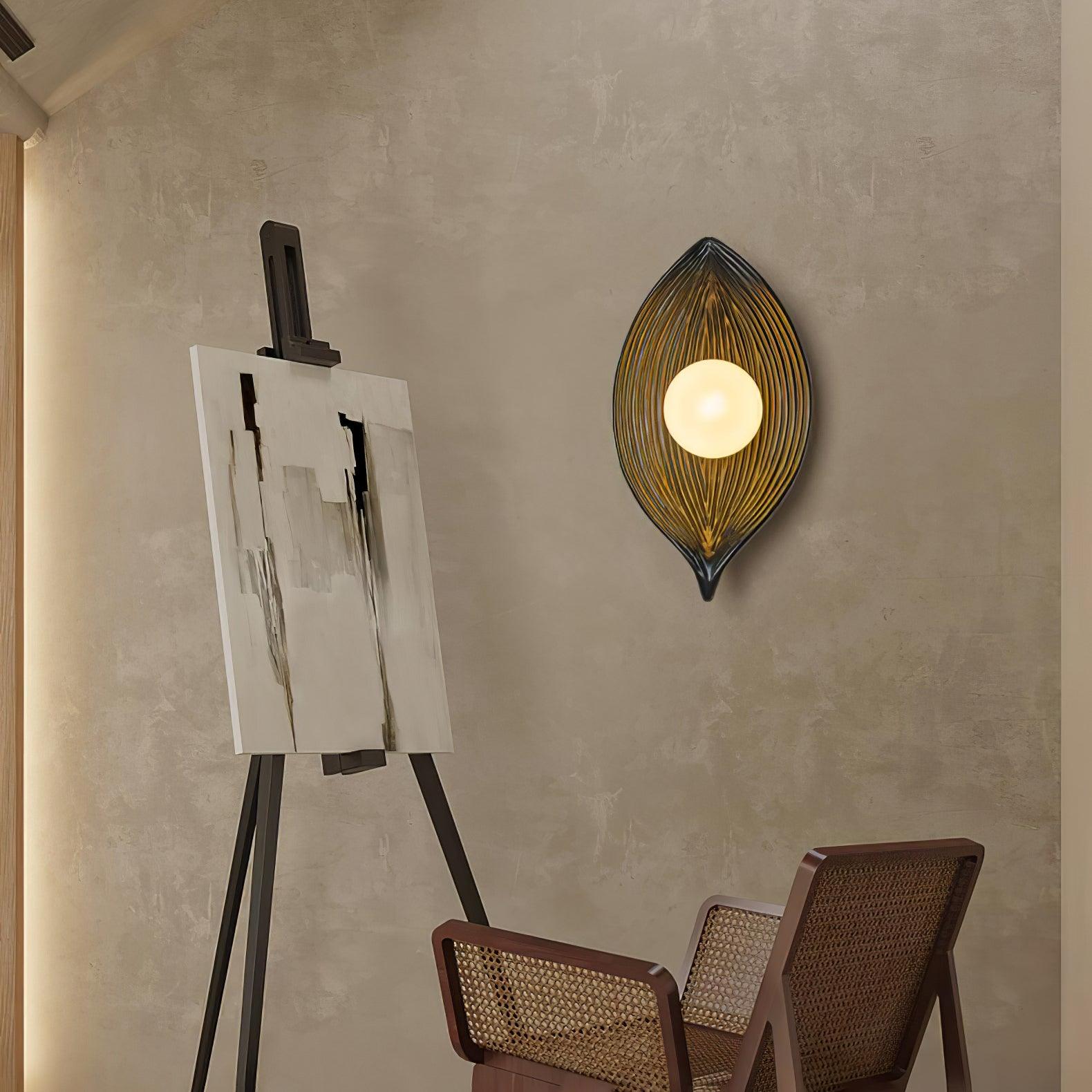 Leaf Canoe Organic Resin Wall Sconce Modern Textured Indoor Accent Lighting