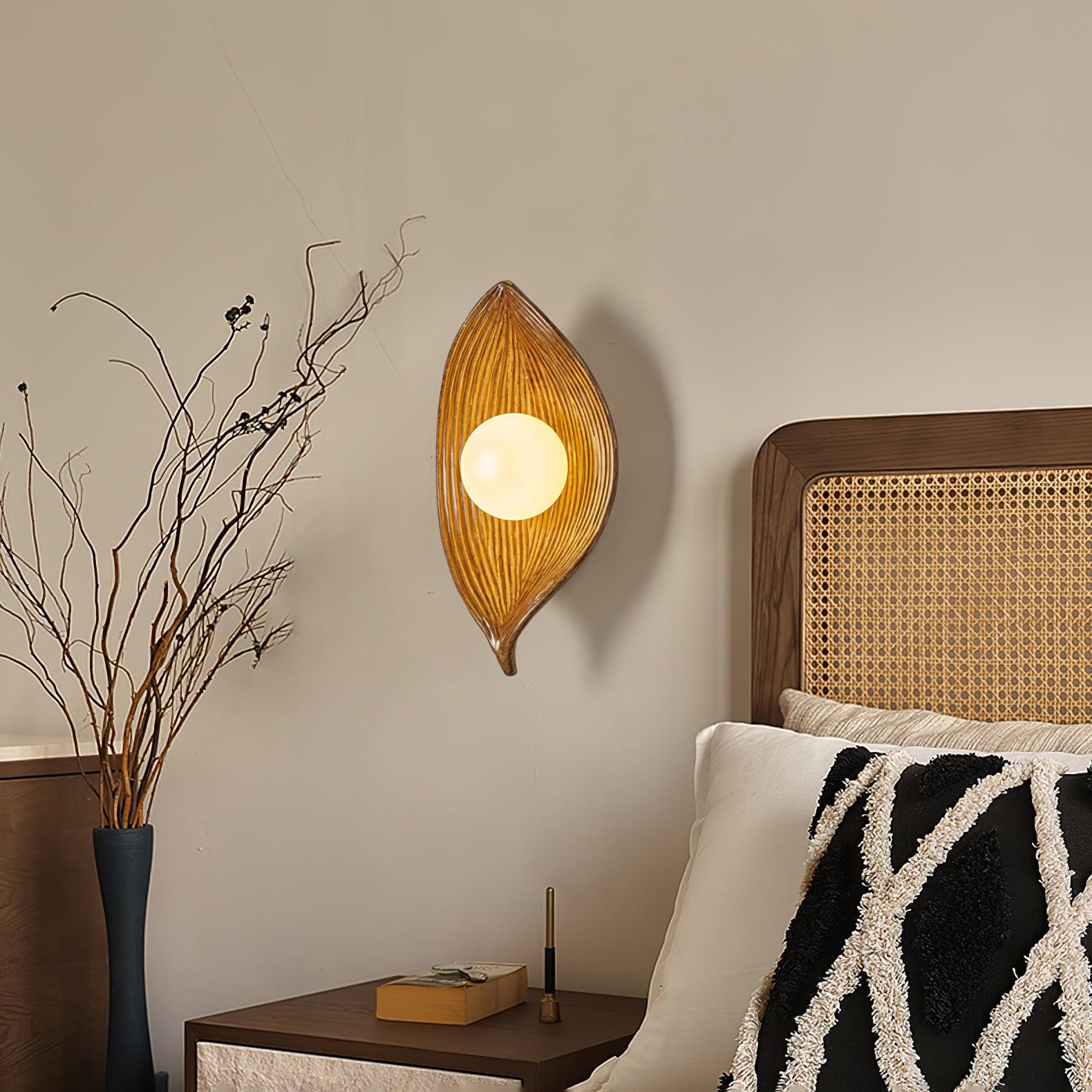Leaf Canoe Organic Resin Wall Sconce Modern Textured Indoor Accent Lighting