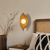 Leaf Canoe Organic Resin Wall Sconce Modern Textured Indoor Accent Lighting