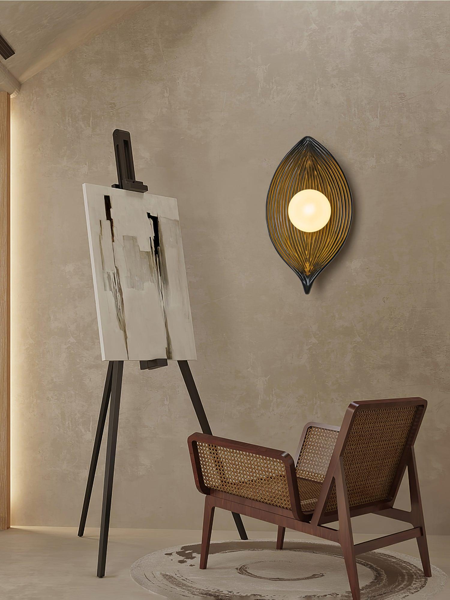 Leaf Canoe Organic Resin Wall Sconce Modern Textured Indoor Accent Lighting
