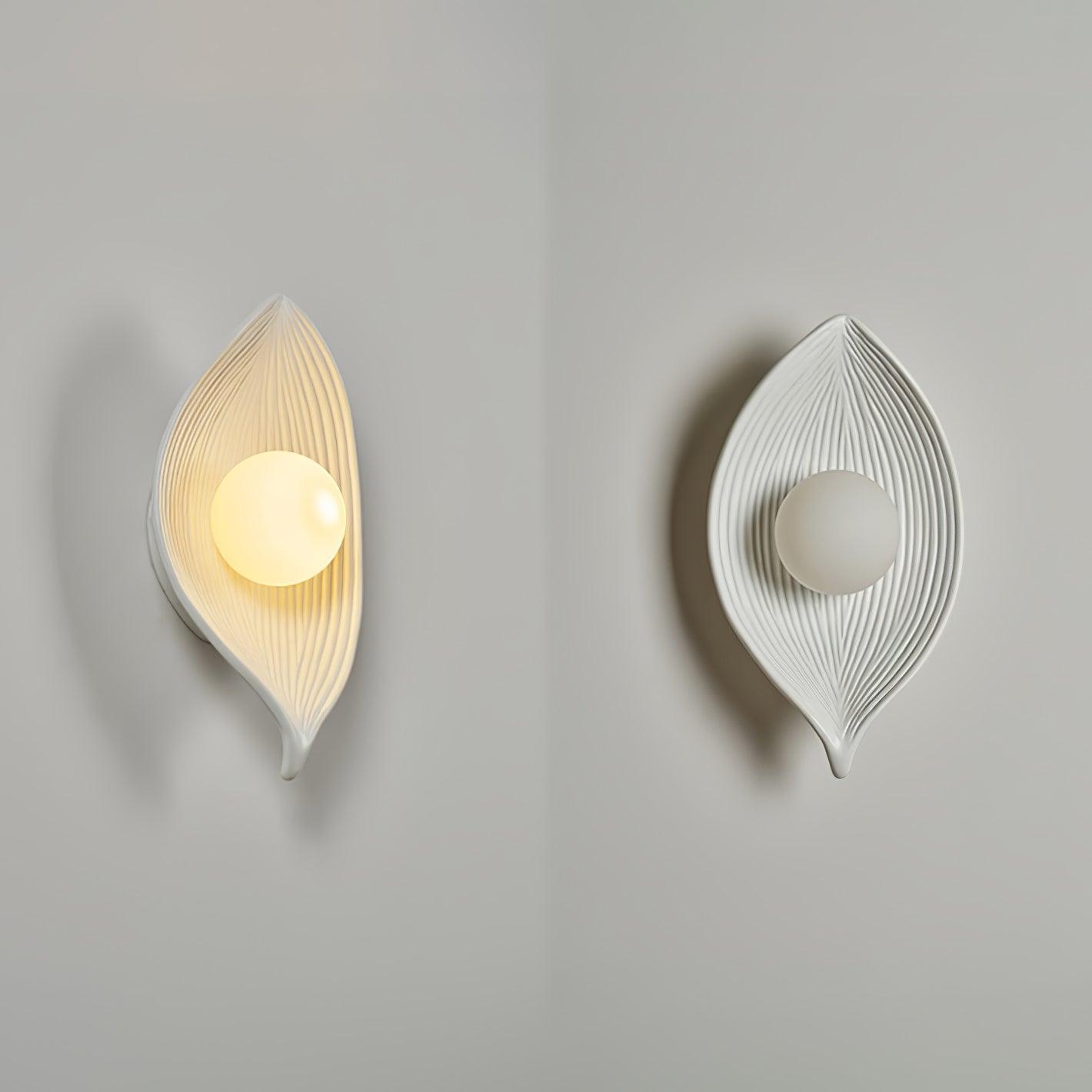 Leaf Canoe Organic Resin Wall Sconce Modern Textured Indoor Accent Lighting