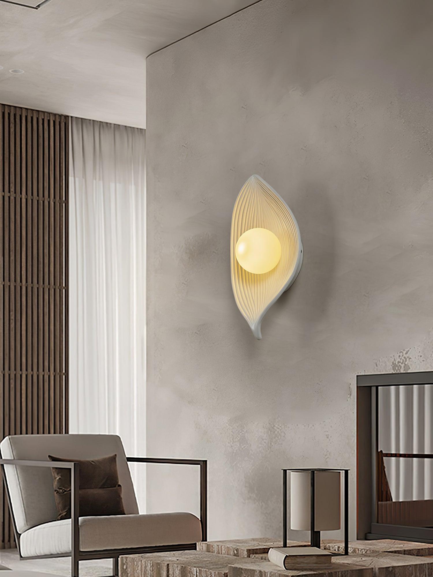 Leaf Canoe Organic Resin Wall Sconce Modern Textured Indoor Accent Lighting