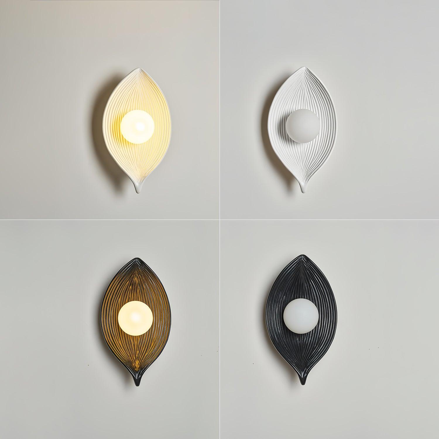 Leaf Canoe Organic Resin Wall Sconce Modern Textured Indoor Accent Lighting