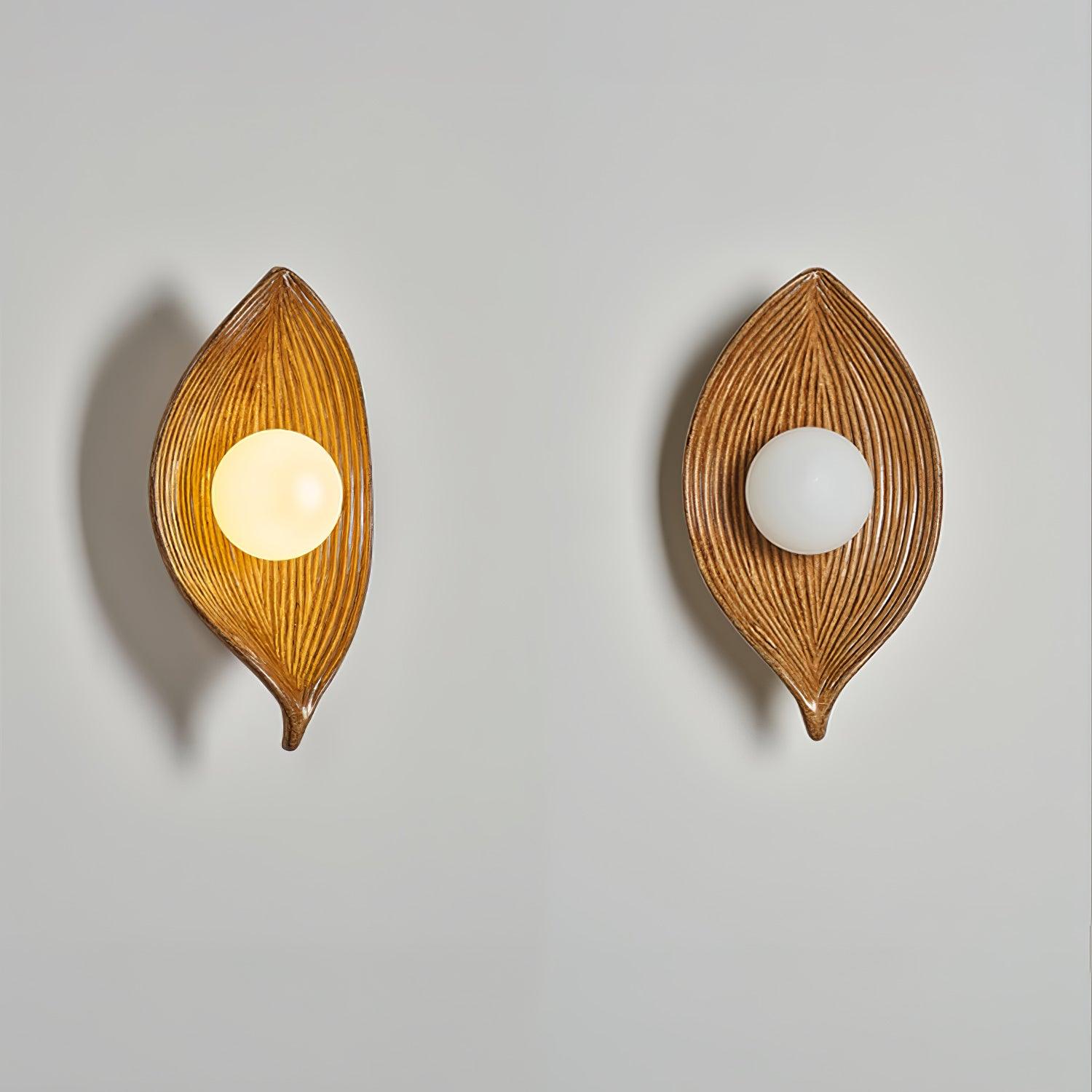 Leaf Canoe Organic Resin Wall Sconce Modern Textured Indoor Accent Lighting