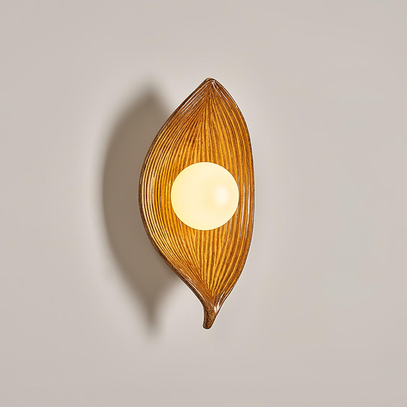 Leaf Canoe Organic Resin Wall Sconce Modern Textured Indoor Accent Lighting