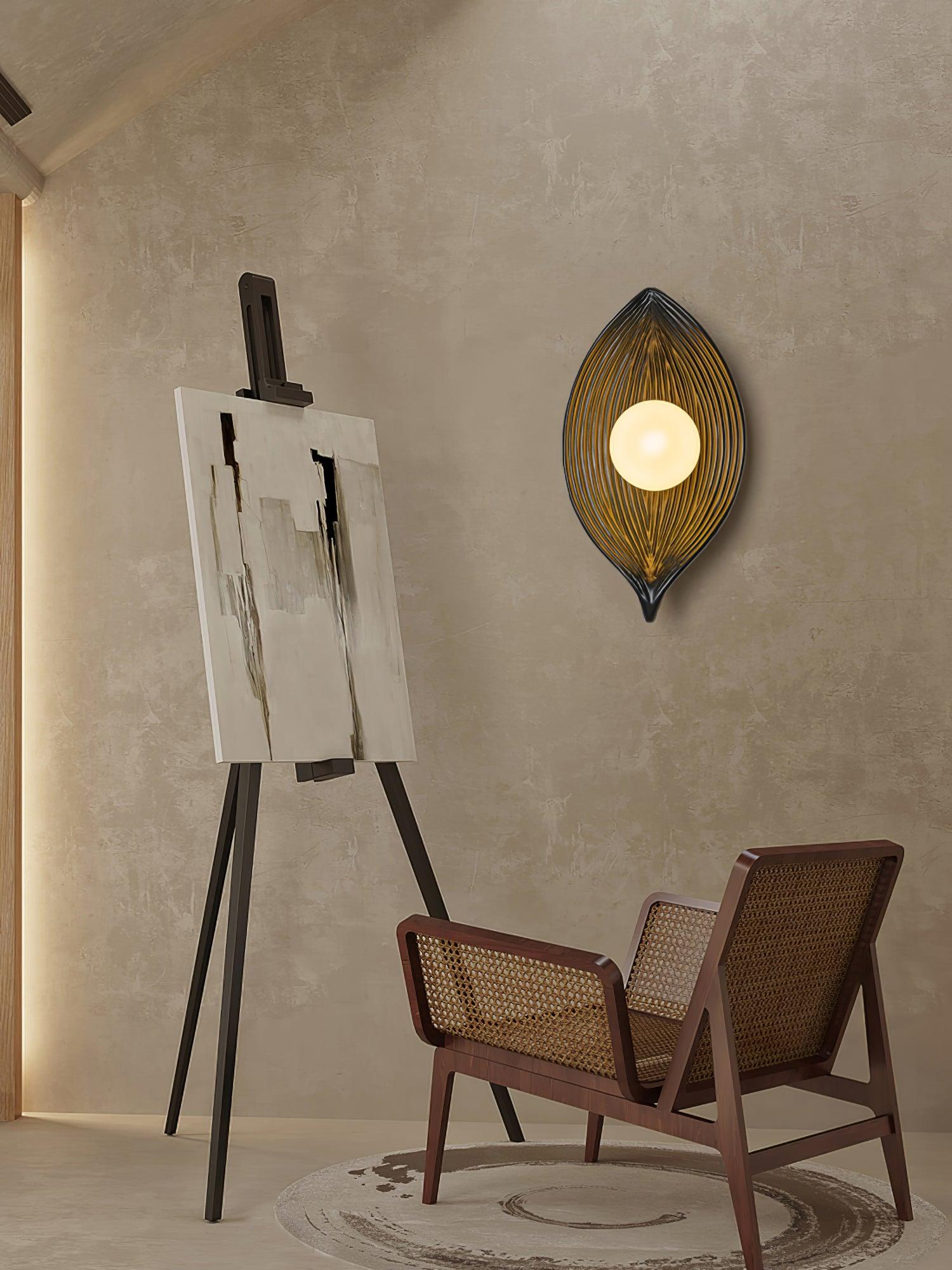 Leaf Canoe Organic Resin Wall Sconce Modern Textured Indoor Accent Lighting