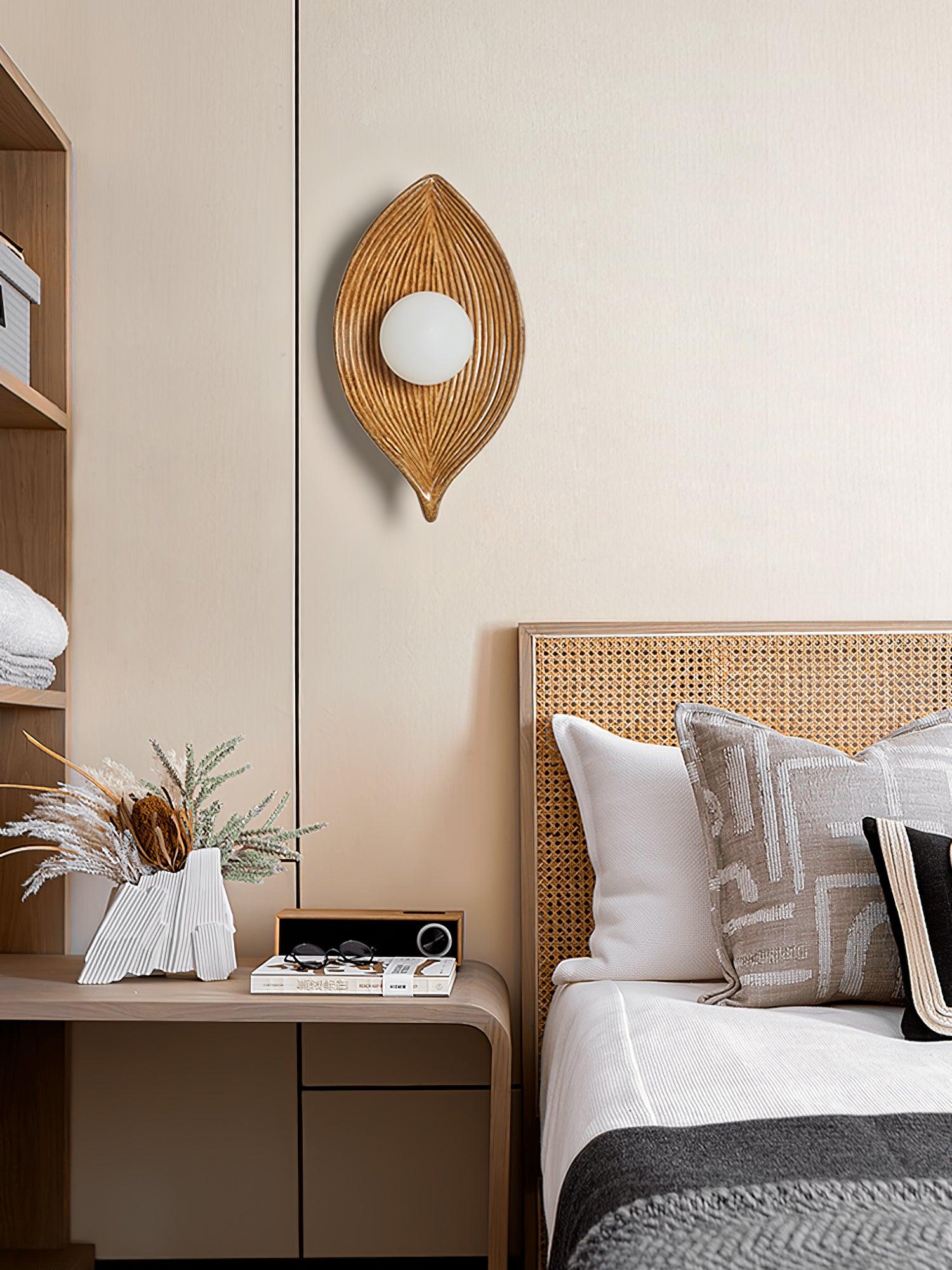 Leaf Canoe Organic Resin Wall Sconce Modern Textured Indoor Accent Lighting