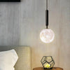 LED Acrylic Moon Texture Pendant Light Modern Cylinder Metal Hanging Lamp in Black and Gold