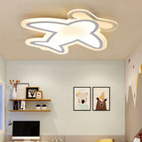 Modern LED Aircraft Flush Mount Ceiling Light White Iron Fixture for Kids Bedroom