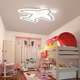 Modern LED Aircraft Flush Mount Ceiling Light White Iron Fixture for Kids Bedroom