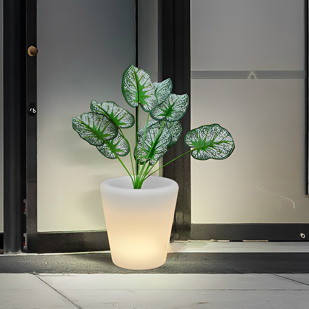 LED Luminous Flowerpot RGB Solar Powered Outdoor Planter with Remote Control IP65 Waterproof Garden Lighting