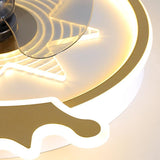Modern 22 Inch Crown Ceiling Fan with LED Light and Remote for Kids Room Black and Gold