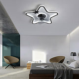Modern Star Shaped Flush Mount Kids Ceiling Fan with LED Lighting and Remote Control