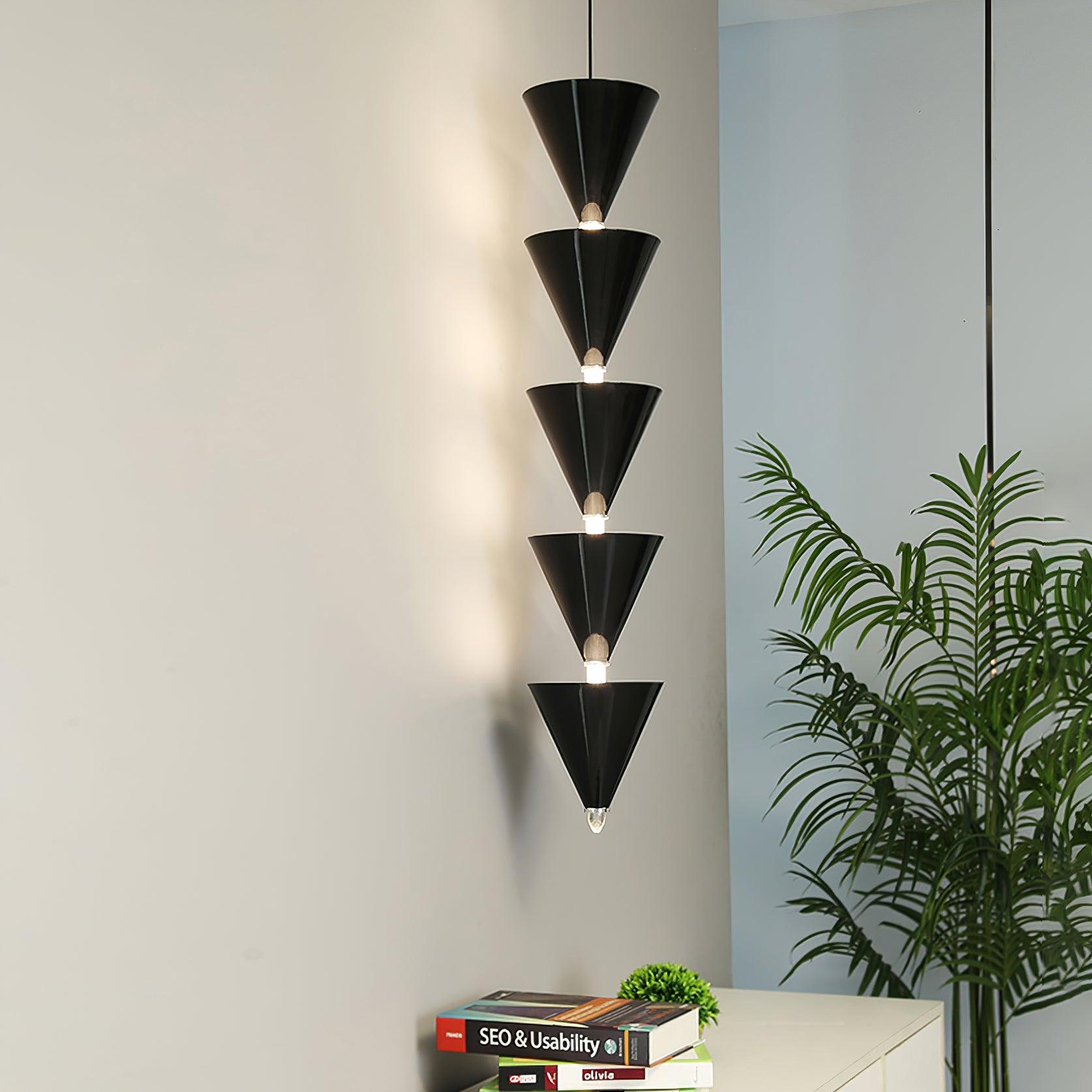 Legato Multi Tier LED Pendant Light Architectural Cone Hanging Chandelier Lamp