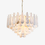 Leon Alabaster Crown Chandelier with Polished Brass Three Tier Design