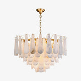 Leon Alabaster Crown Chandelier with Polished Brass Three Tier Design