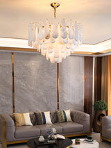 Leon Alabaster Crown Chandelier with Polished Brass Three Tier Design