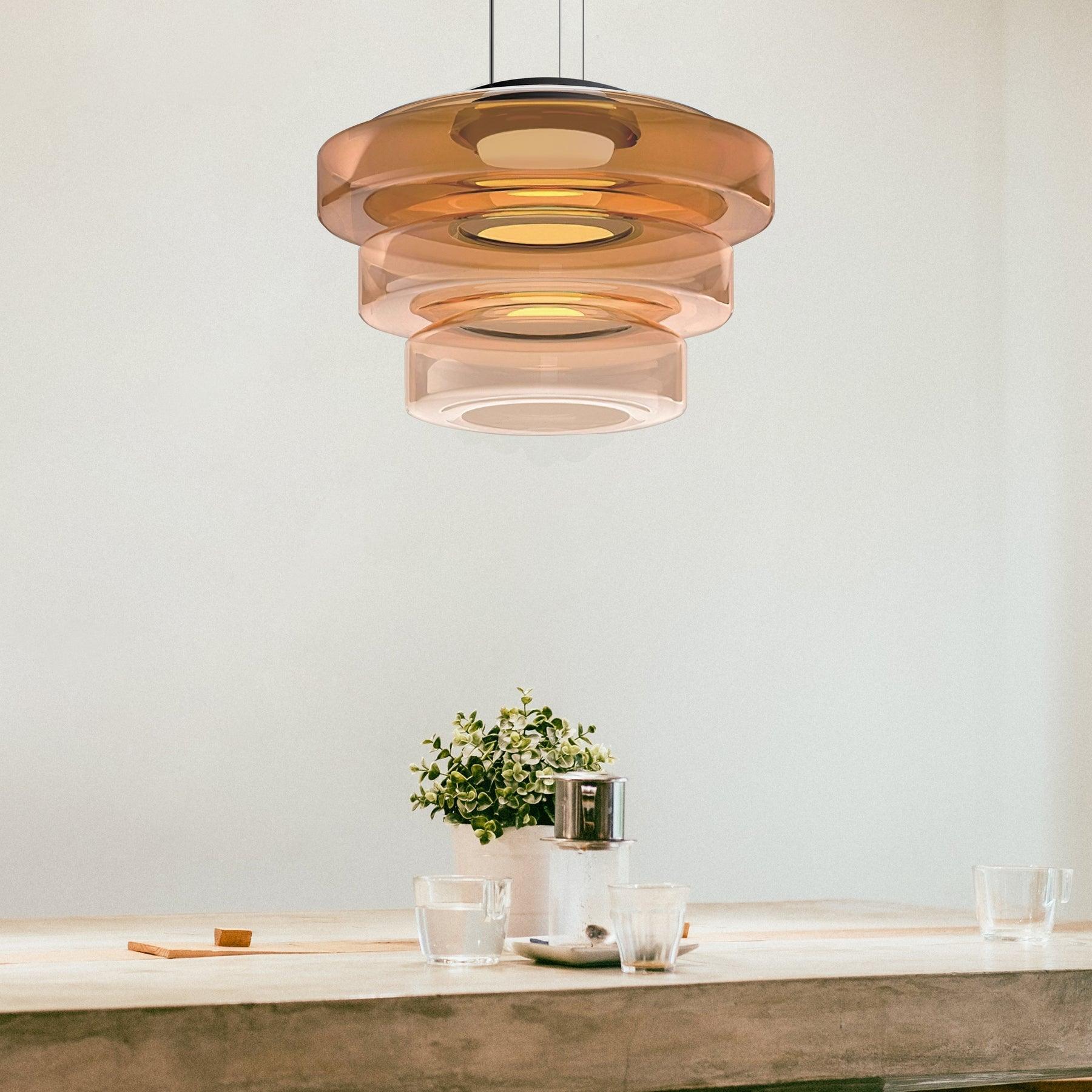 Levels Series Modern Layered Glass LED Pendant Light and Ceiling Hanging Fixture