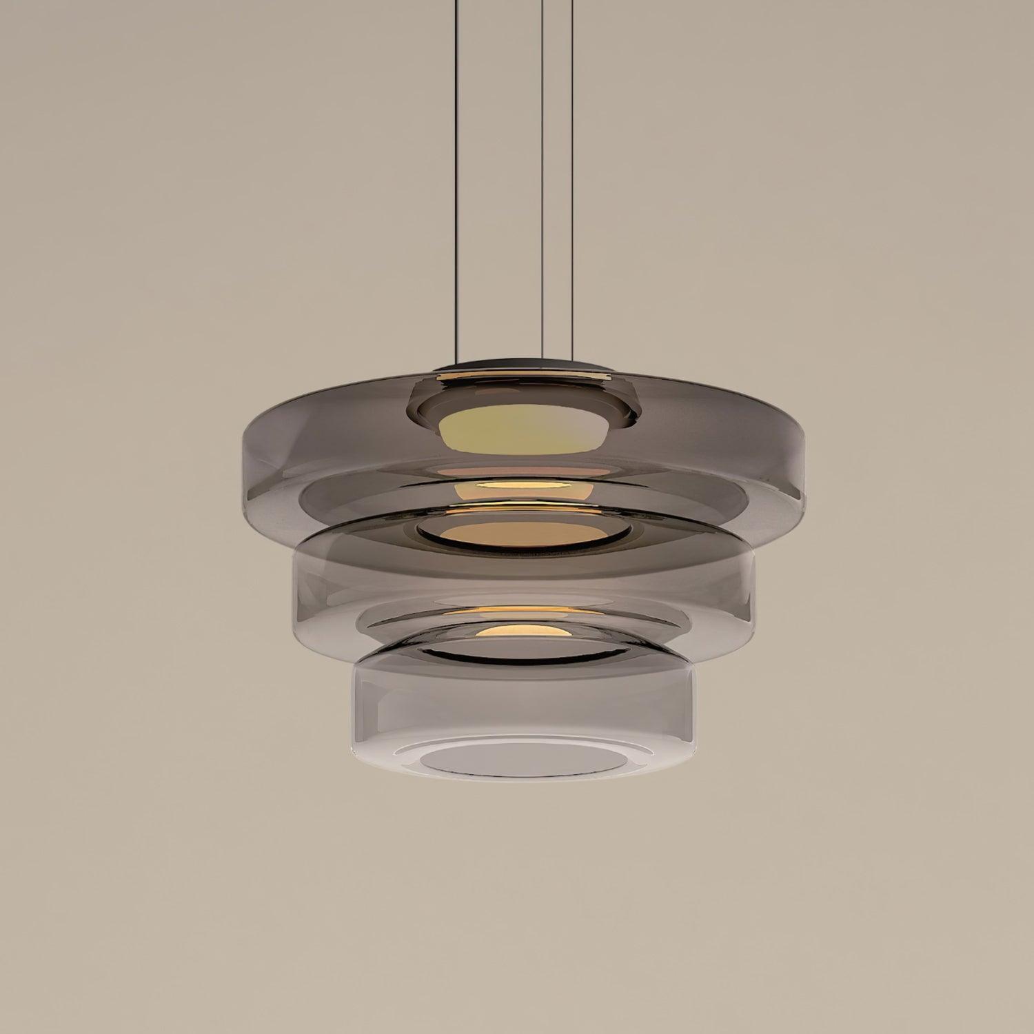 Levels Series Modern Layered Glass LED Pendant Light and Ceiling Hanging Fixture