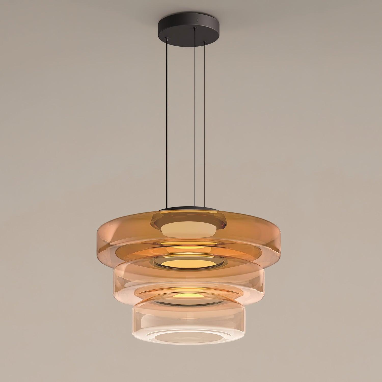 Levels Series Modern Layered Glass LED Pendant Light and Ceiling Hanging Fixture