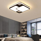 Modern Black Geometric 3 Square LED Flush Mount Ceiling Light for Bedroom and Living Room