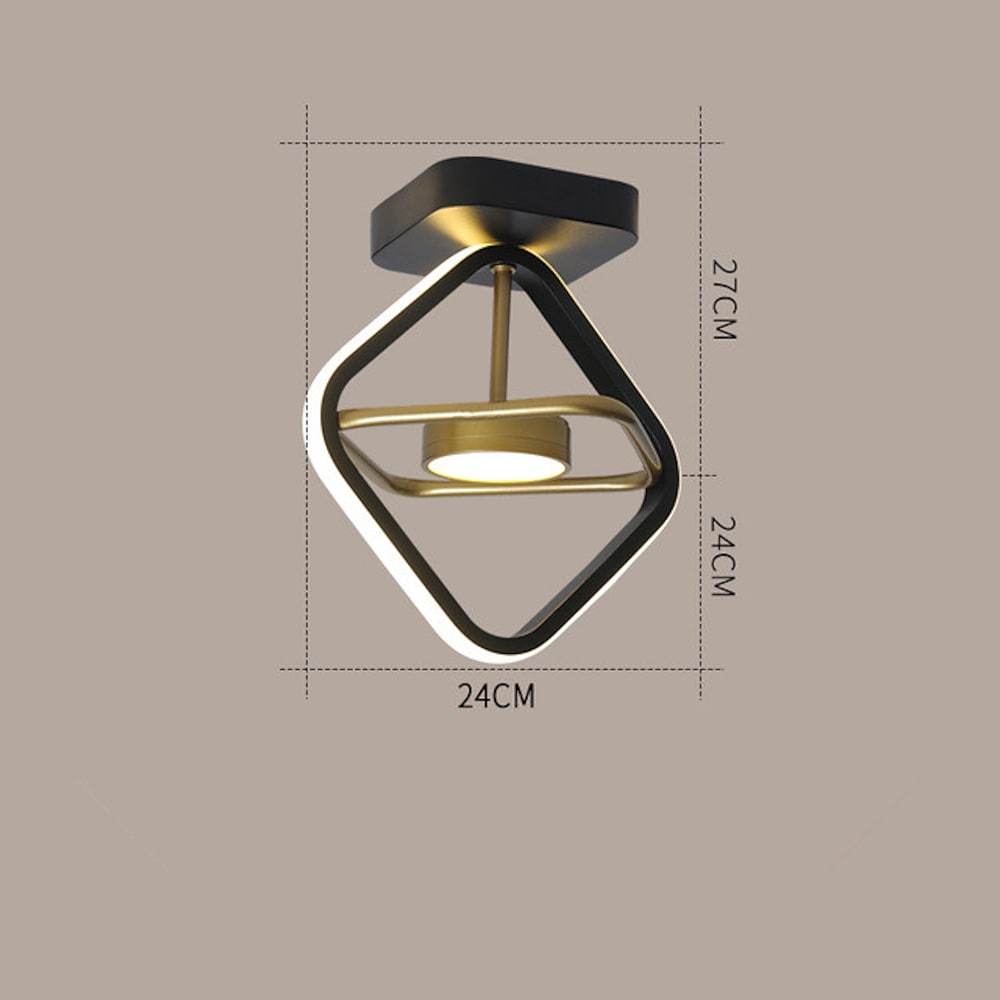 Modern Geometric LED Flush Mount Ceiling Light Dimmable Black and Gold Entryway Lighting