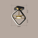 Modern Geometric LED Flush Mount Ceiling Light Dimmable Black and Gold Entryway Lighting