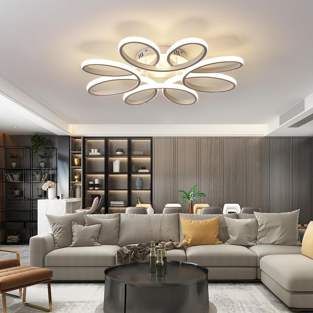 Modern Flower Shaped Dimmable LED Flush Mount Ceiling Light in White Finish for Home