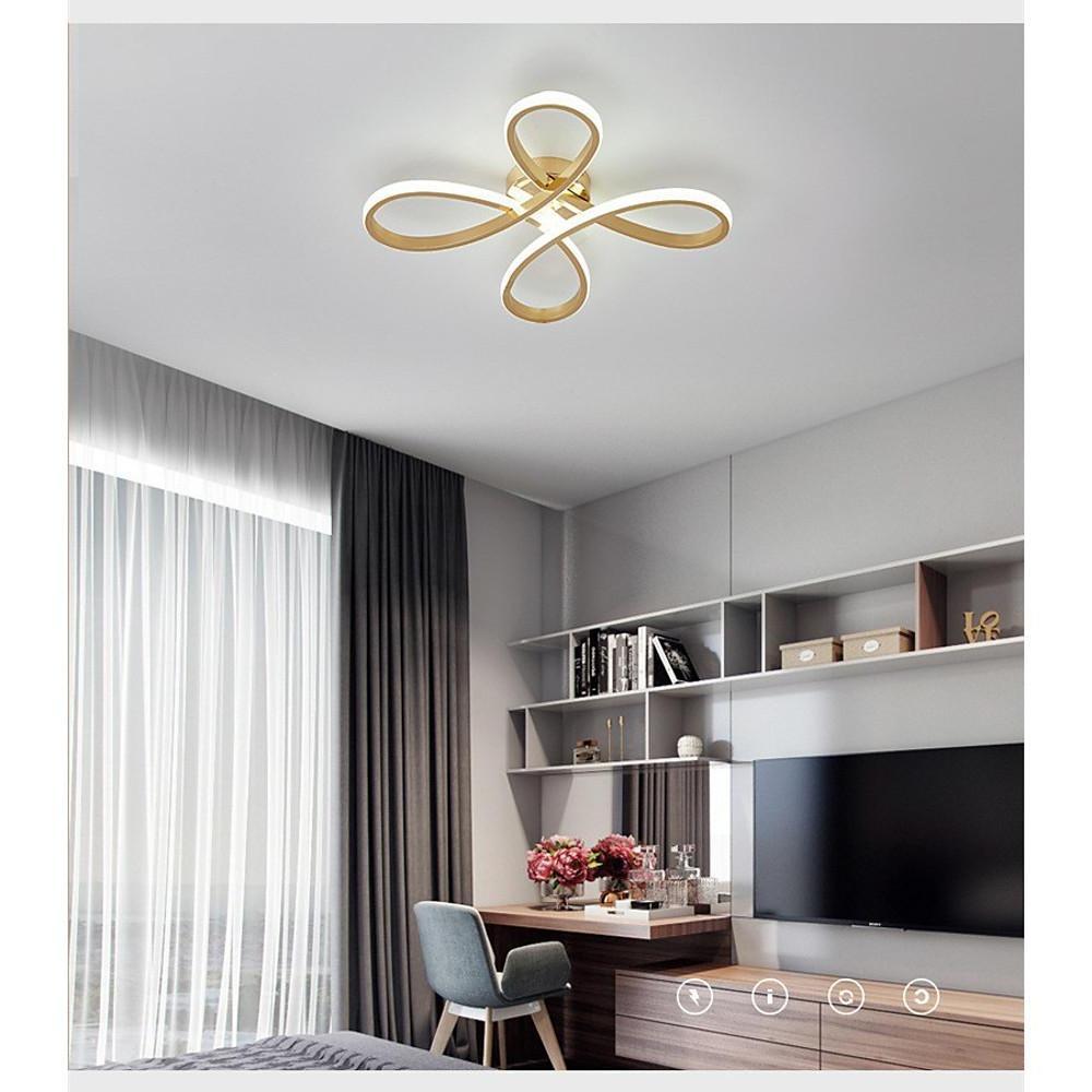 Modern Gold Geometric Flower LED Flush Mount Ceiling Light for Living Room