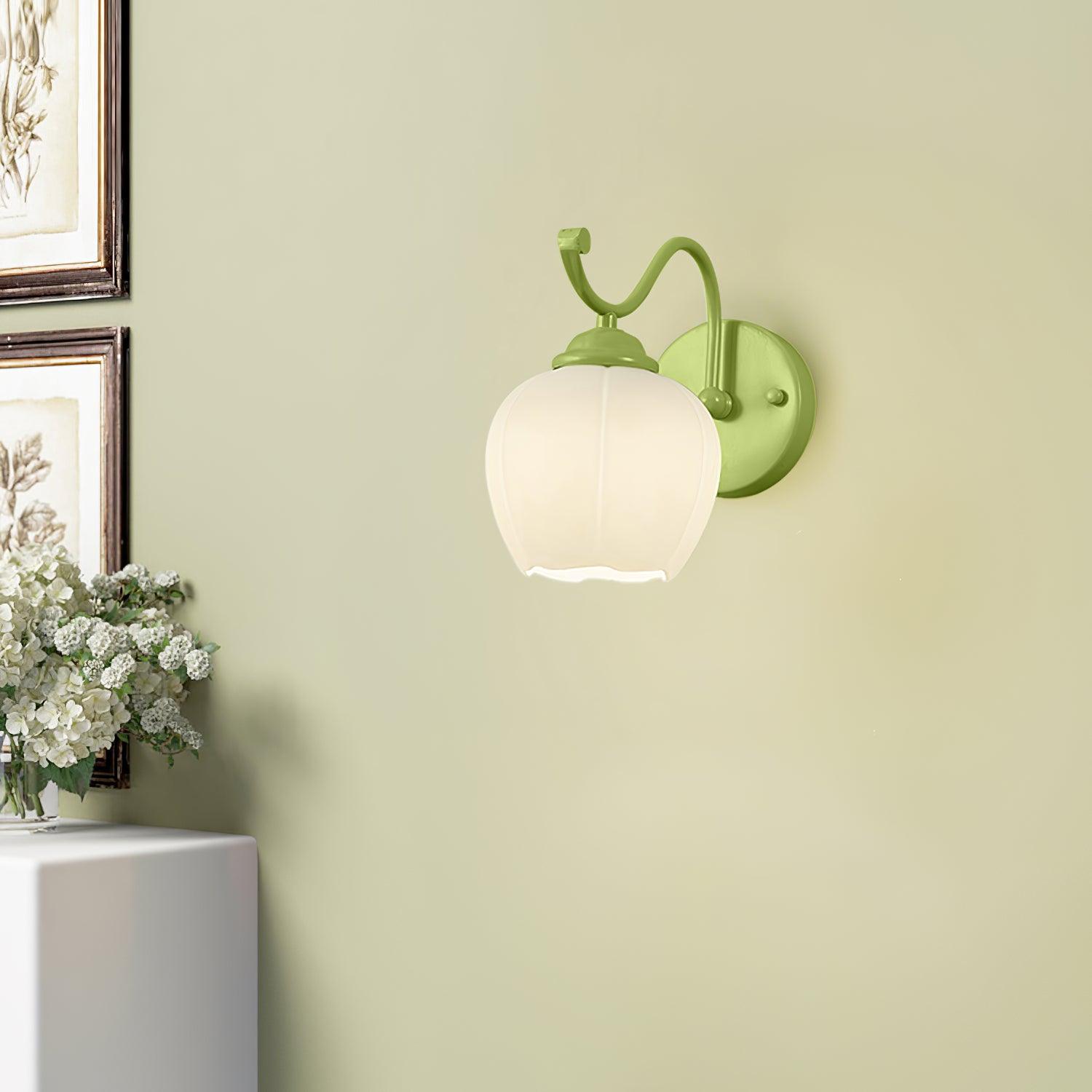 Lily Flower Glass Wall Sconce Set of 2 Modern Indoor Lighting for Hallway and Bedroom