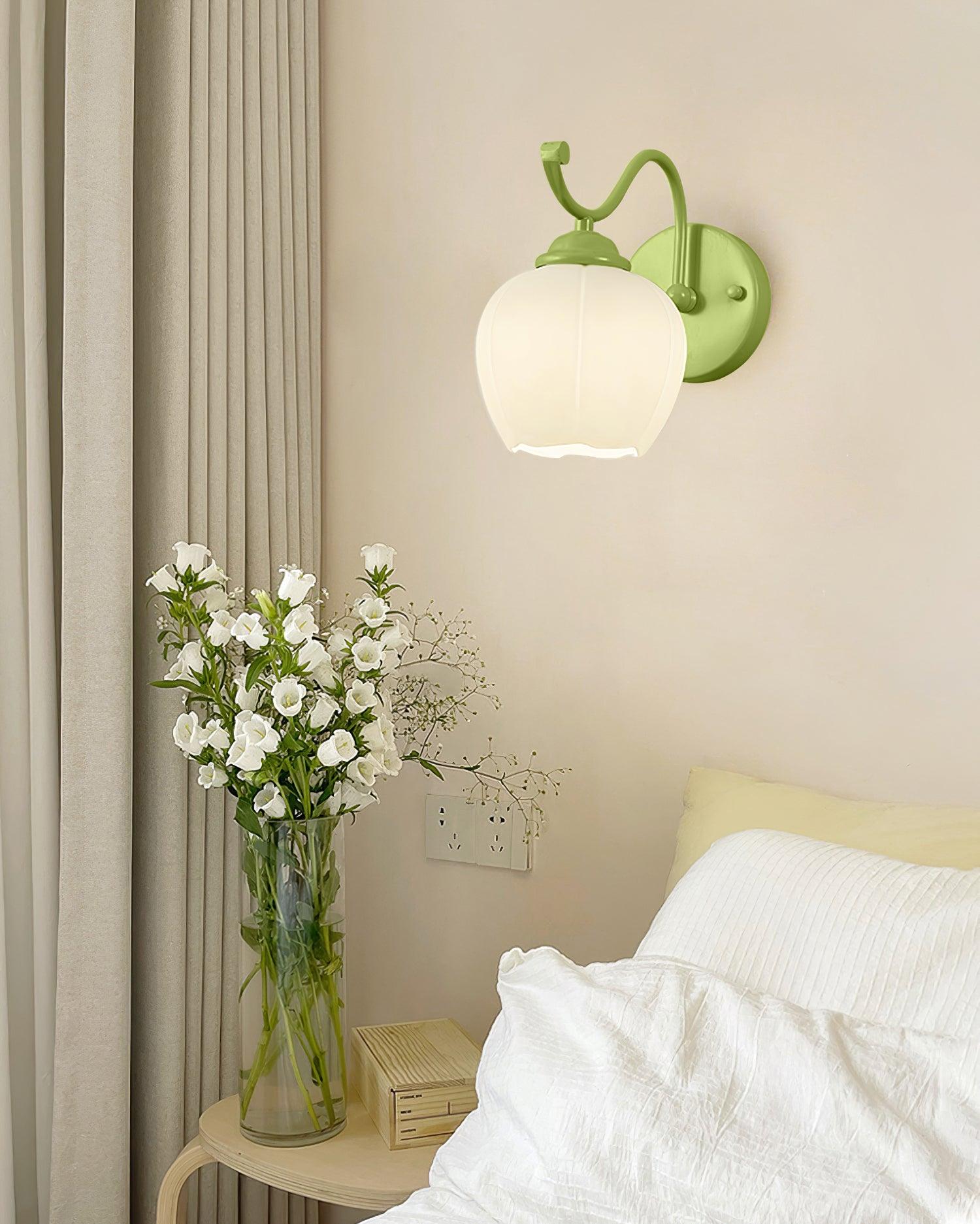 Lily Flower Glass Wall Sconce Set of 2 Modern Indoor Lighting for Hallway and Bedroom
