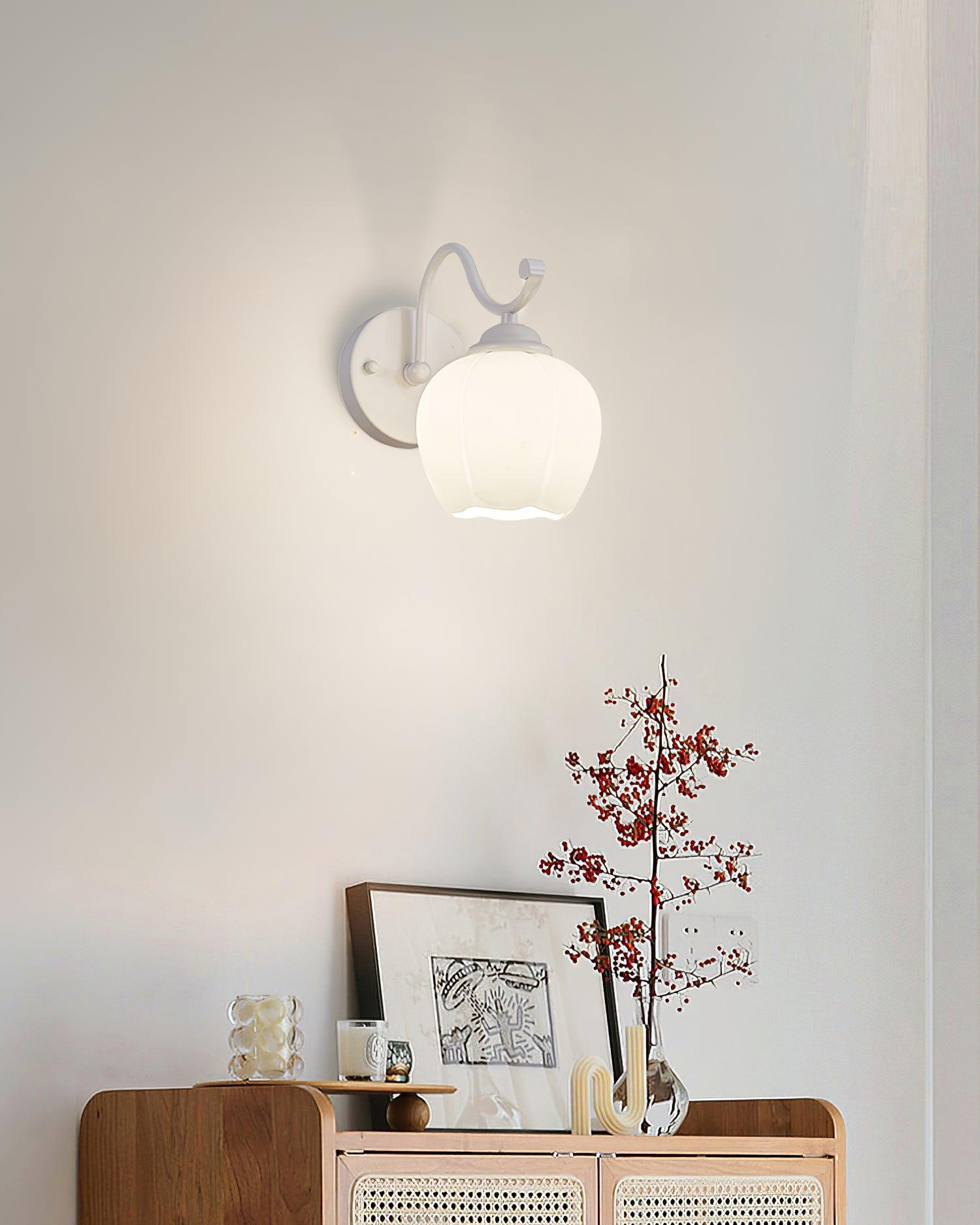 Lily Flower Glass Wall Sconce Set of 2 Modern Indoor Lighting for Hallway and Bedroom