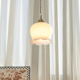 Lily of the Valley Flower Pendant Light with Brass Base and Resin Shade for Elegant Home Lighting