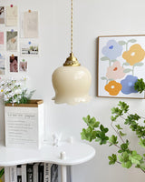 Lily of the Valley Flower Pendant Light with Brass Base and Resin Shade for Elegant Home Lighting