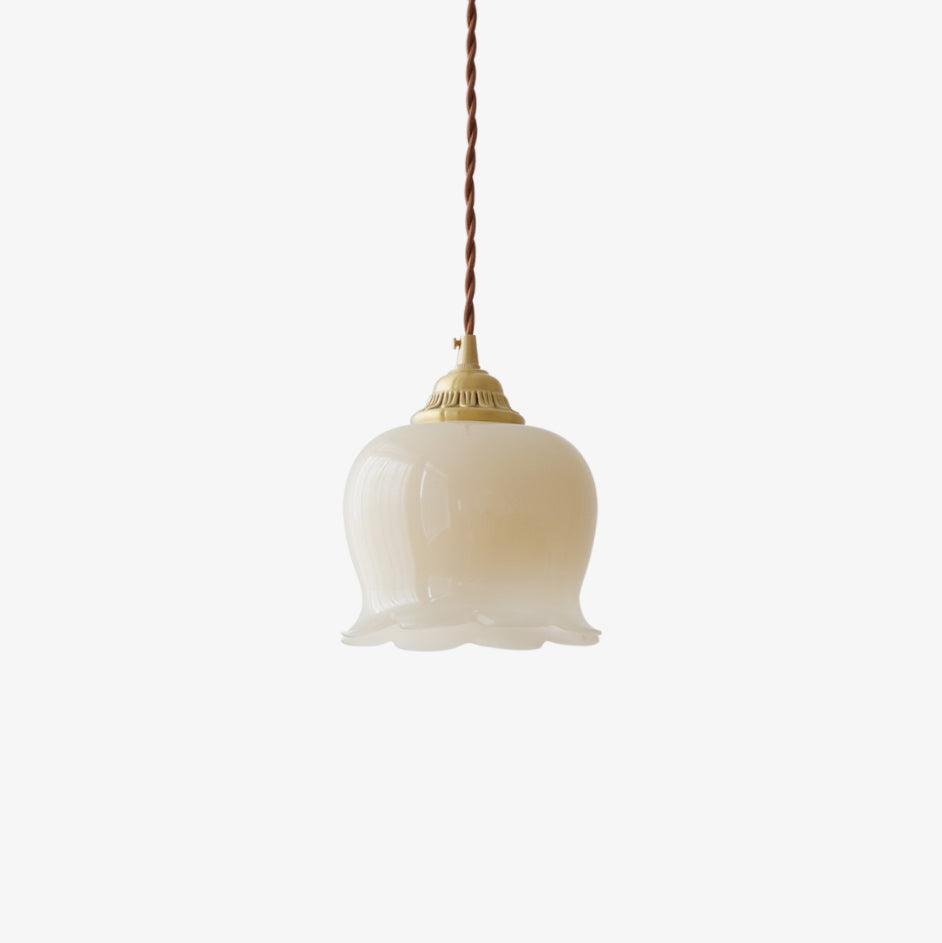 Lily of the Valley Flower Pendant Light with Brass Base and Resin Shade for Elegant Home Lighting