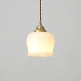 Lily of the Valley Flower Pendant Light with Brass Base and Resin Shade for Elegant Home Lighting