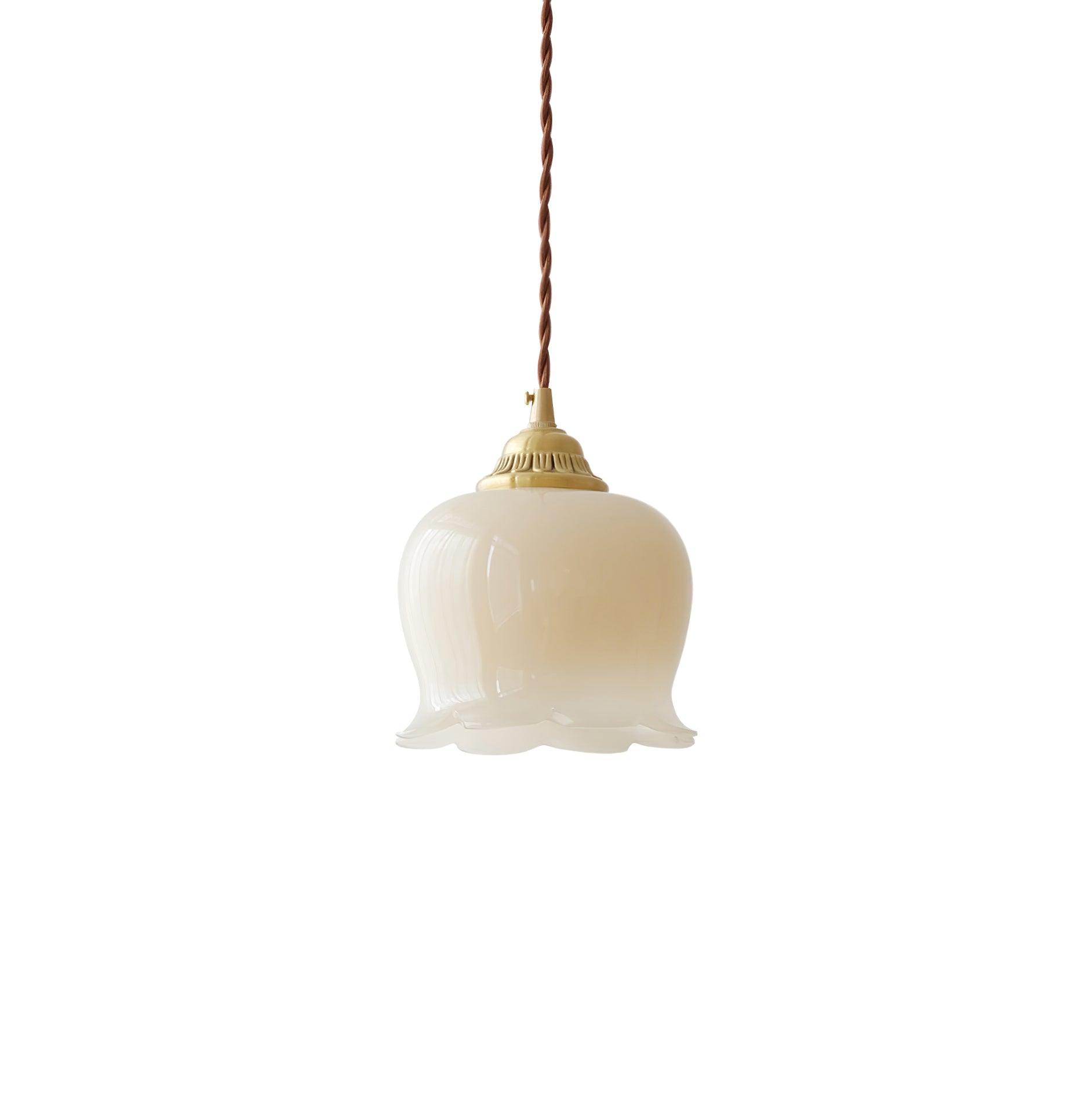Lily of the Valley Flower Pendant Light with Brass Base and Resin Shade for Elegant Home Lighting
