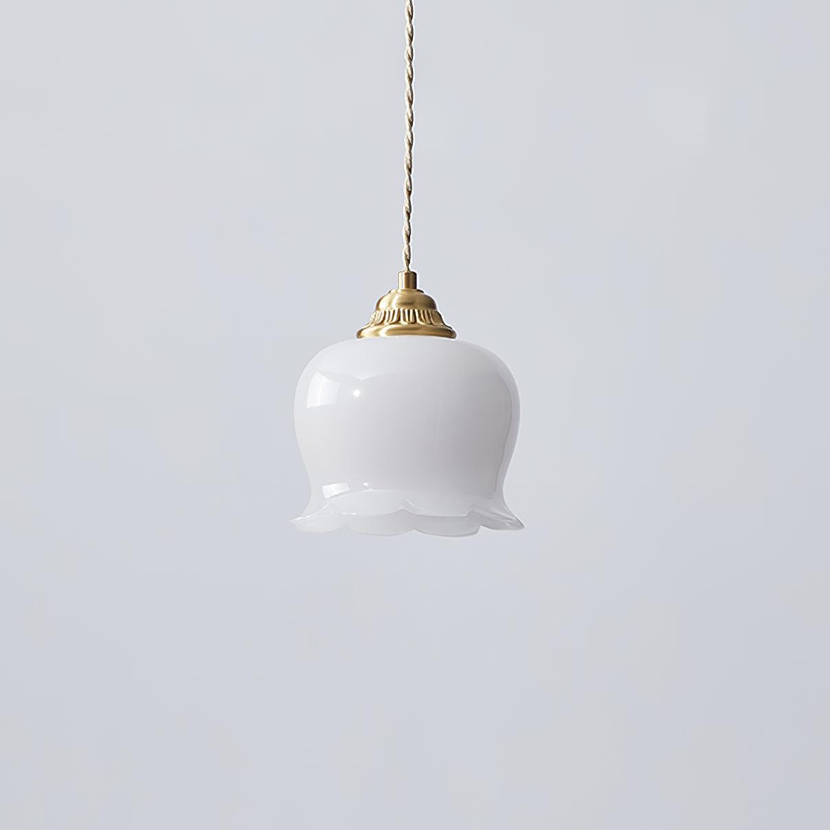 Lily of the Valley Flower Pendant Light with Brass Base and Resin Shade for Elegant Home Lighting