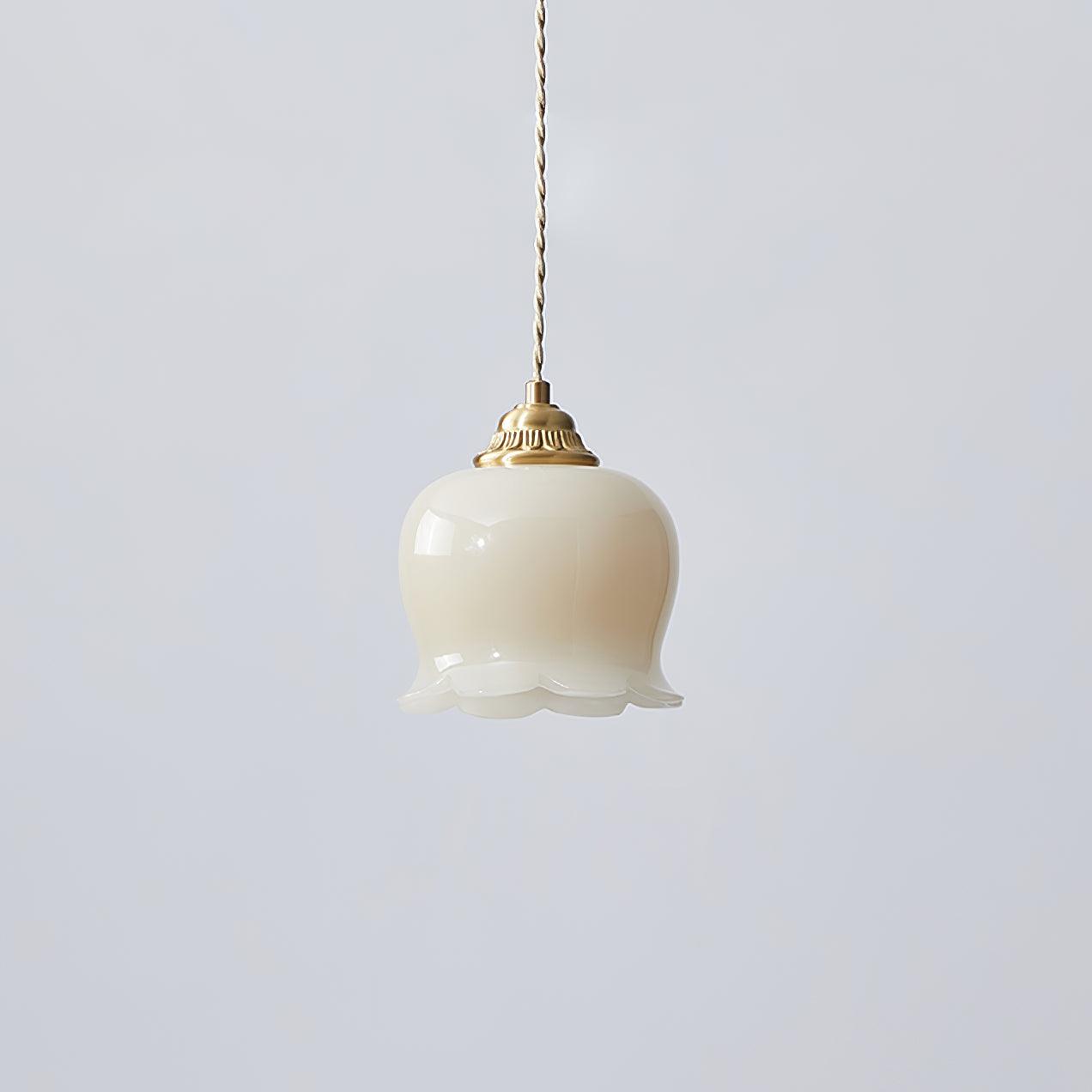 Lily of the Valley Flower Pendant Light with Brass Base and Resin Shade for Elegant Home Lighting