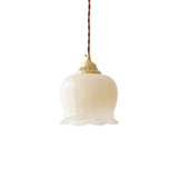 Lily of the Valley Flower Pendant Light with Brass Base and Resin Shade for Elegant Home Lighting
