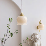 Lily of the Valley Flower Pendant Light with Brass Base and Resin Shade for Elegant Home Lighting