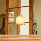 Lily of the Valley Flower Pendant Light with Brass Base and Resin Shade for Elegant Home Lighting