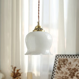 Lily of the Valley Flower Pendant Light with Brass Base and Resin Shade for Elegant Home Lighting