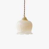 Lily of the Valley Flower Pendant Light with Brass Base and Resin Shade for Elegant Home Lighting